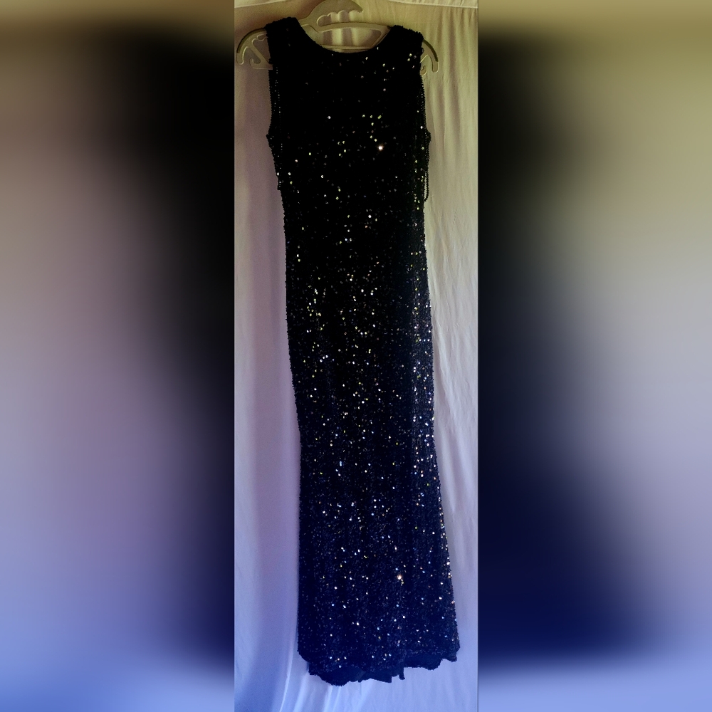Elegant Black Sequin Evening Gown